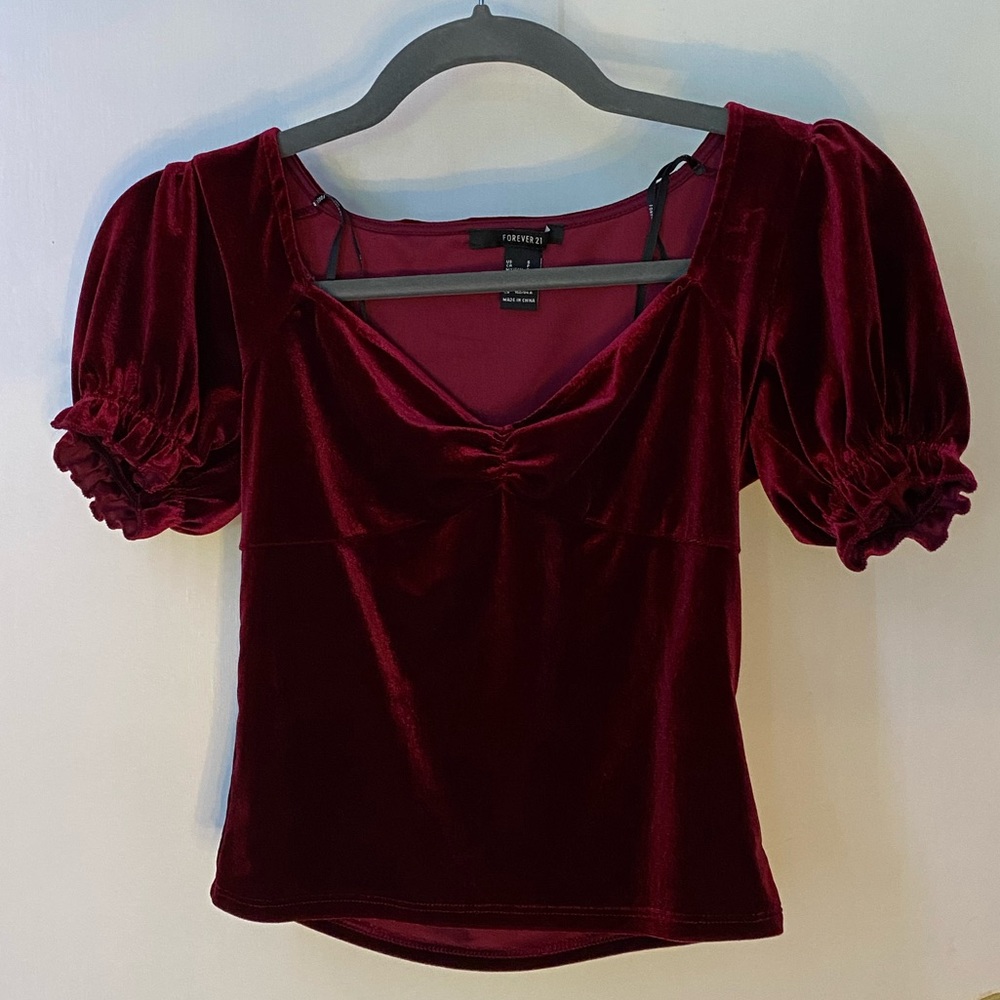 Sexy Dark Red Velvet Low-Cut Top